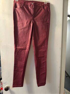 Faux Leather Skinny Pants in Deep Wine Red